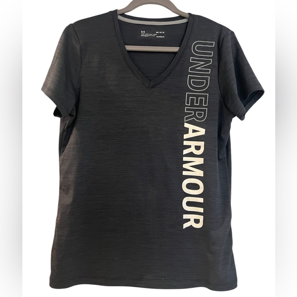 Under Armour Logo Write-Out Heatgear Heat Gear Stretchy Loose Fit V-Neck T-Shirt